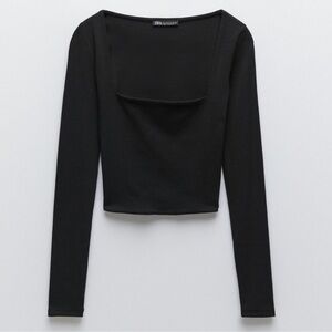 Zara Square Neck Long Sleeve - Black